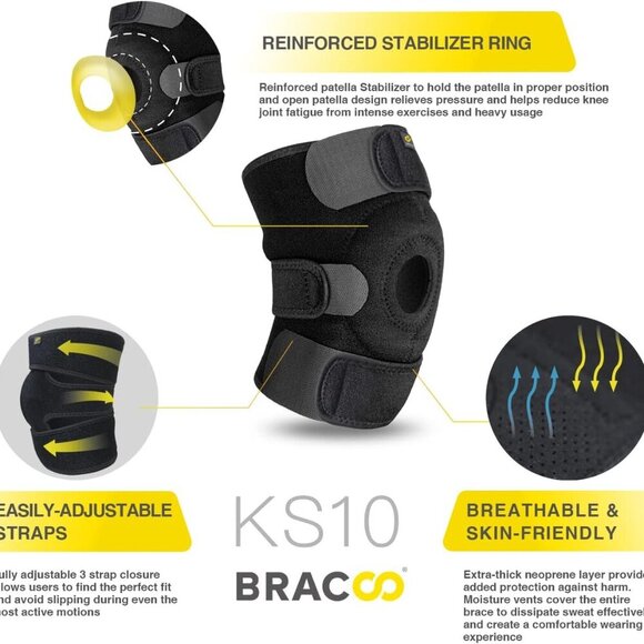 Knee Support Brace for Men Women, Adjustable Compression Sleeve Wrap Patellar Pa - Picture 3 of 8